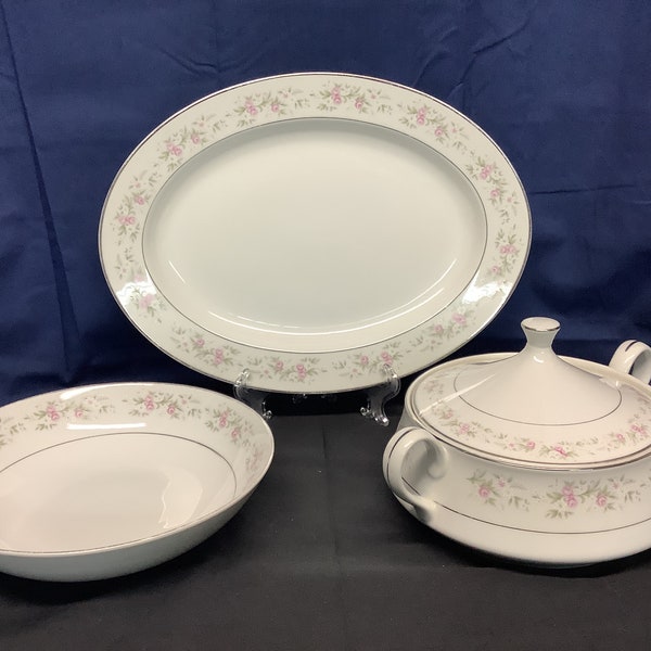 Vintage Maria Porcelain 4pc. Serving Set Made in Japan -Sold Individually Platter-vegetables bowl, Butter Dish or Covered Serving Dish
