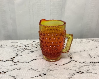 Amberina Hobnail Pitcher. Glass Mini Pitcher. Vintage