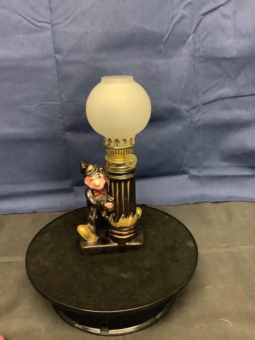 Vintage Oil Lamp. Miniature Drunk Hobo Bar Oil Lamp. Made in Japan