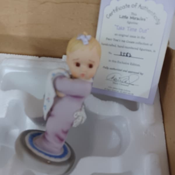Little Miracles by Marie-Take Time Out-Marie Osmond toddler w blanket porcelain figurine NIB#5582 or Love you to Roots-NIB#5591