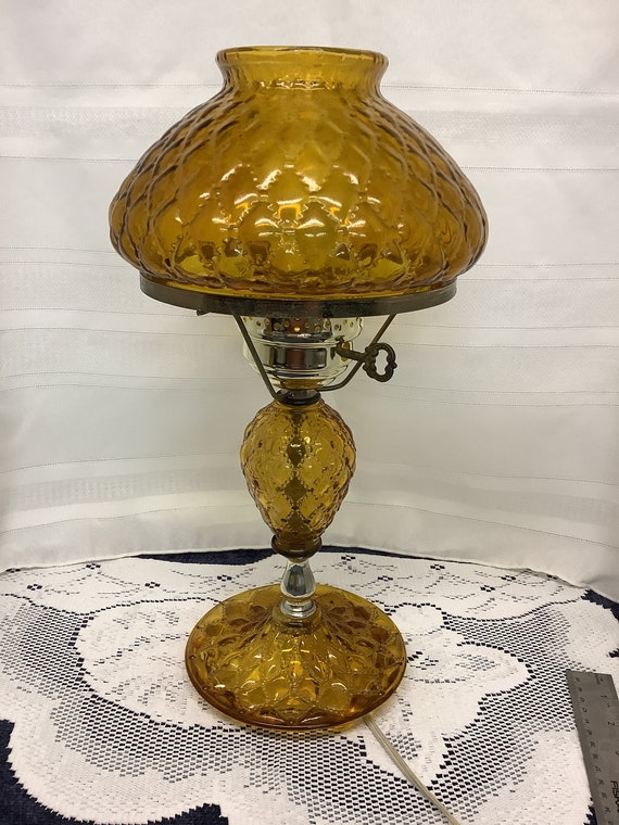 Antique amber glass sale lamp