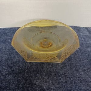 Vintage Bowl  Rolled Edge Amber Glass Bowl with Gold Design Edge. Candy Bowl/ Compote/Octagon Bowl.