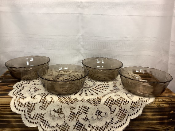 Vintage Corning Smokey Pyrex. Set of 4 Smoky Soufflé/dessert Bowls. 5 Inch  Diameter. - Etsy