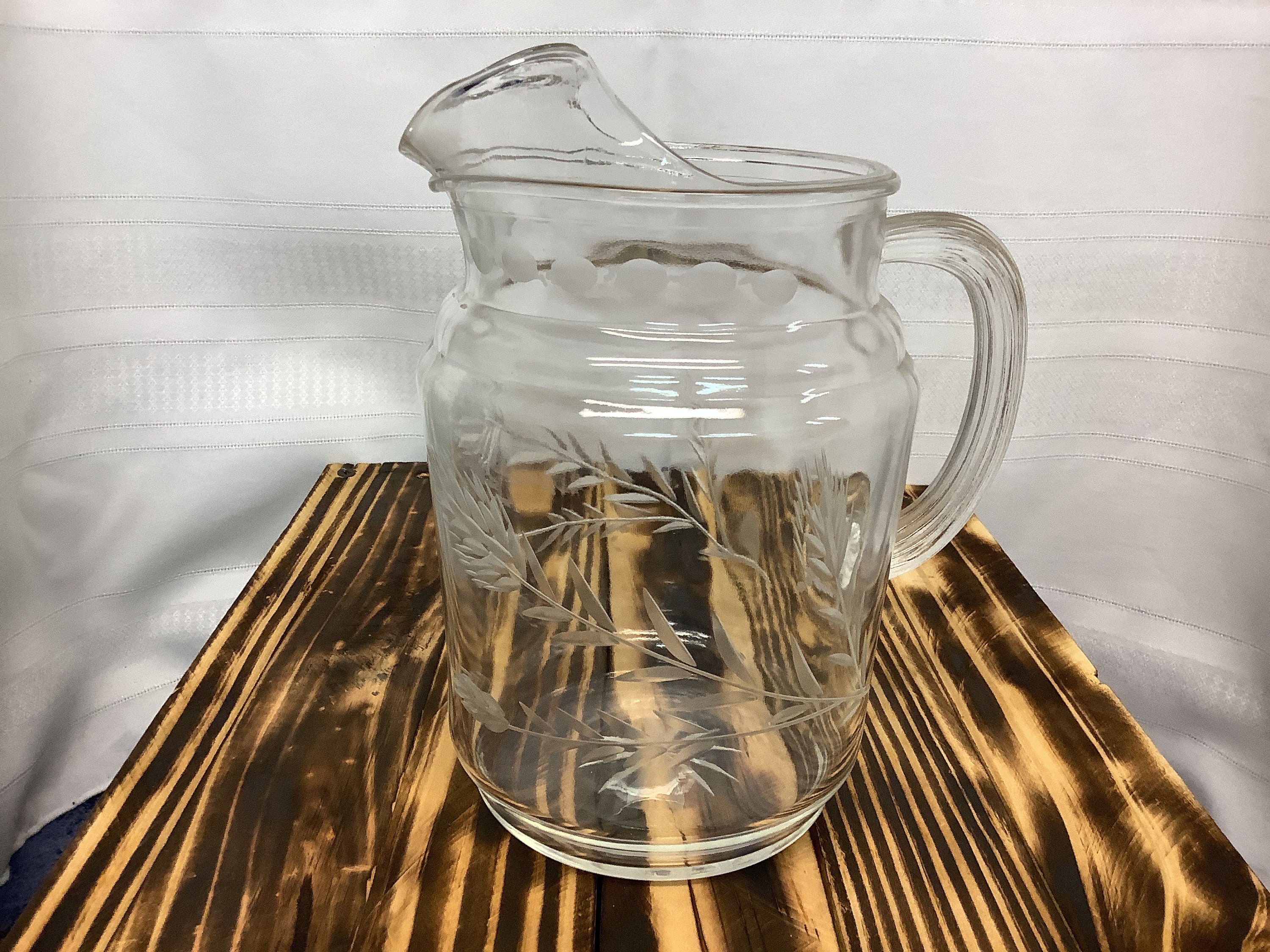 Cut Glass & Sterling Silver Cocktail Pitcher with Spoon by Hawkes
