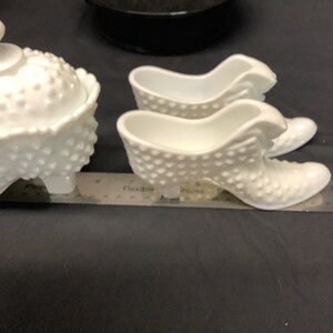 Vintage Fenton Hobnail Milk Glass Cat Shoes. Lidded Shoe or Slipper. All are Marked on Bottom. Choice. image 9