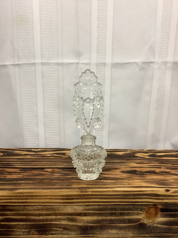 Vintage Perfume bottle Cut Glass Floral Perfume V… - image 1