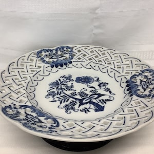 Blue Danube Blue Onion Pierced Collectors Plate. Old Banner Stamp.