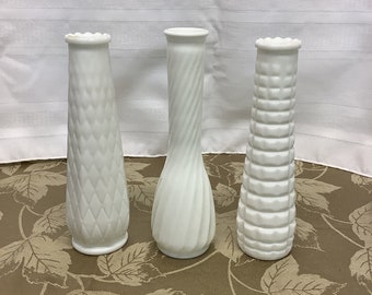 Vintage Milk Glass Bud Vases -vintage decor- Choice Bud Vases- Home decor Wedding Decor Bridal shower