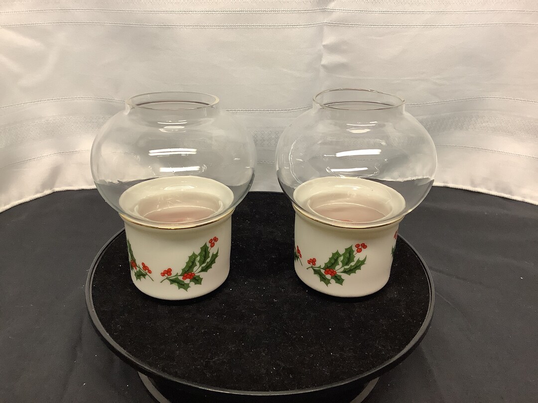 Vintage Porcelain Mini Hurricane Lamp Set Like New in Original Etsy