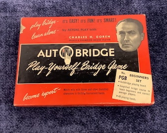 Vintage Play Bridge Yourself- Real Four Handed Bridge for One Person-Autobridge Set-designed by Charles Goran