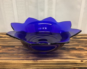 Vintage Royal Cobalt Blue Tulip Bowl - Large Lotus Bowl Blue