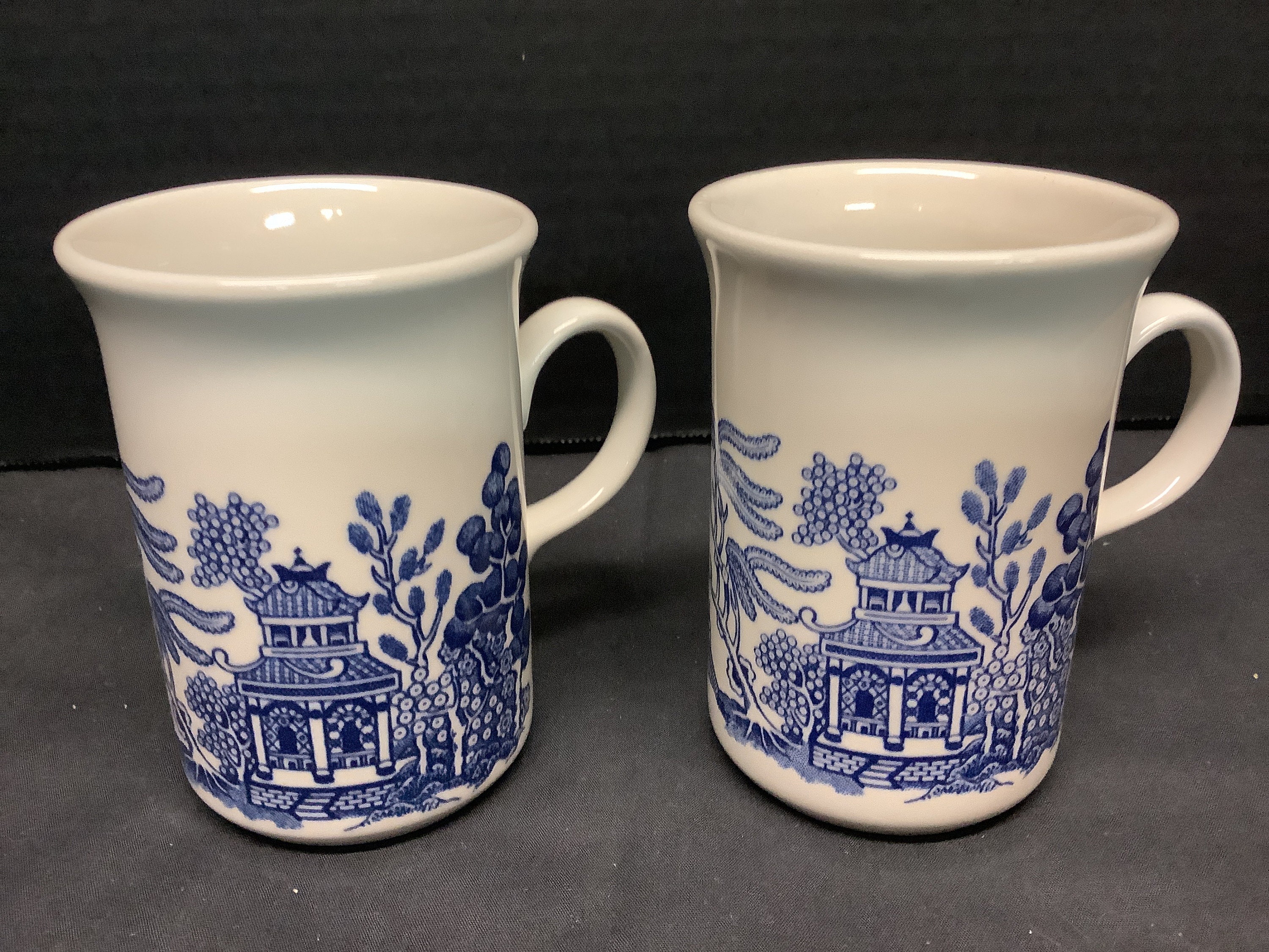England Churchill Set of 2 Tall Tea Cups Blue Willow Very Good Etsy