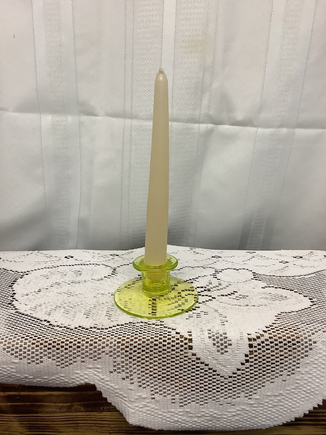 Vintage Yellow Vaseline Glass Candle Holder Etsy