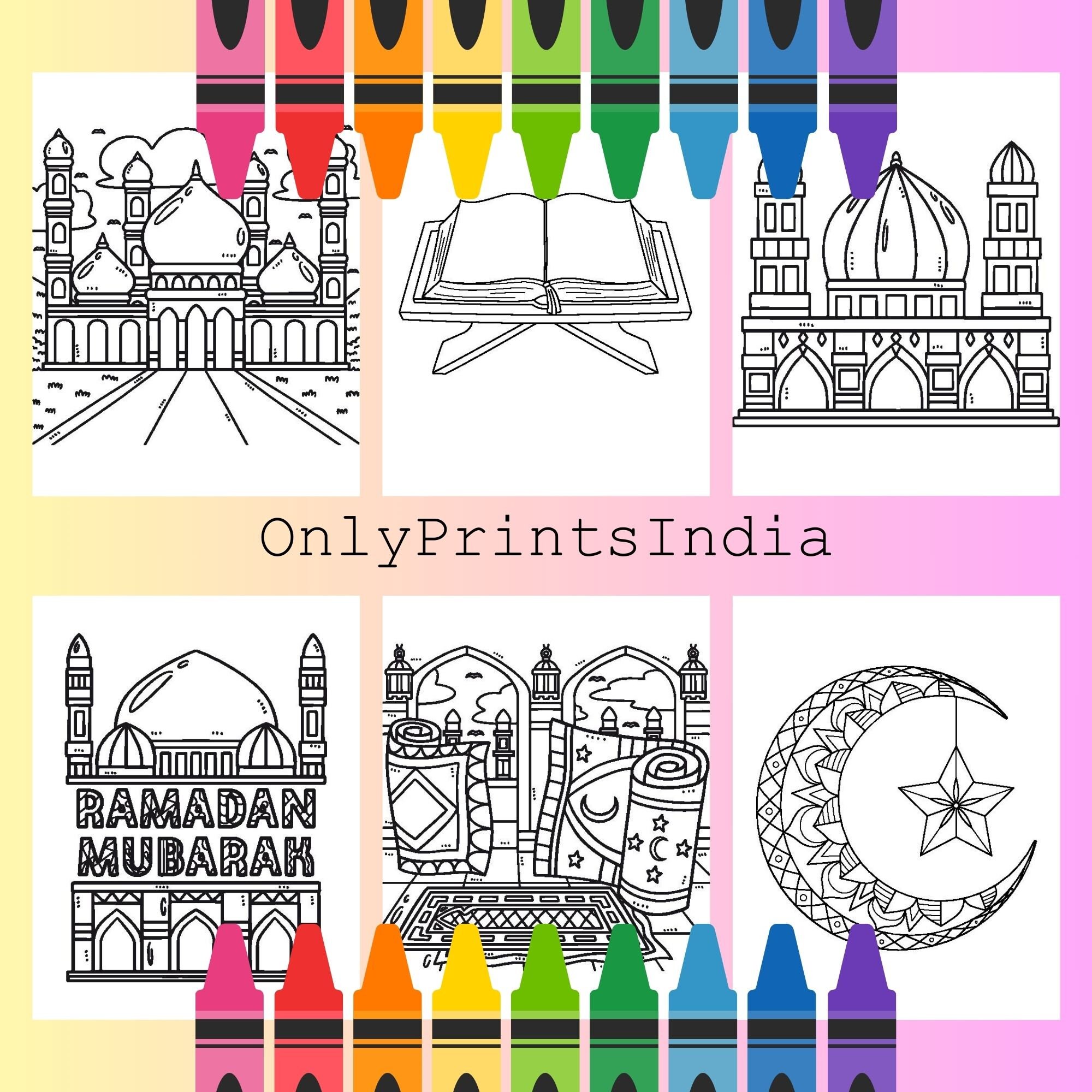 Islamic Coloring Pages for Kids, Coloring Book, Islamic Art and Craft ...