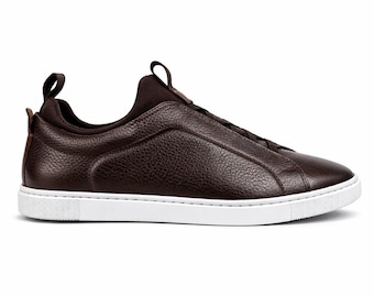 Zapatillas deportivas sin cordones de piel elástica para hombre 14305