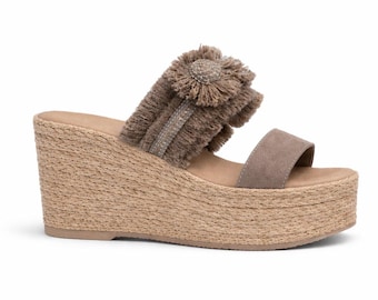 Alpargata Cuña Taupe Plataforma 9 cm 6842 Antonio Cavala