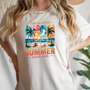 Summer Never Ends Shirt, Summer Lover Tee, Cute Beach Shirt, Vacation Tee, Trendy Coastal Shirt, Beach Trip Tee