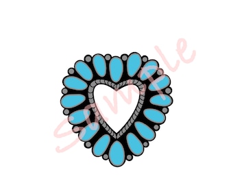 Turquoise Silver Jewelry Heart Instant Digital Download