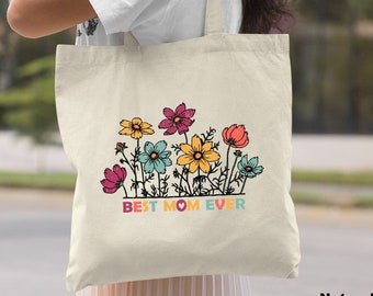 Best Mom Ever, Mom Tote Bag, Floral Mom Bag, Mom Beach Bag, Mom Bag, Gift for Mom, New Mom Gift, Baby Shower Gift Bag, Mothers Day Gift