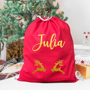Personalized Santa Sack, Christmas Gift Bag, Personalized Santa Bag, Stockings for Christmas, Kids Gift Bag, Santa Sack, Xmas Gift Bags