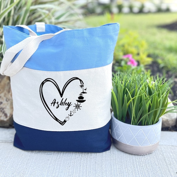 Personalized Cruise Ship Tote Bag, Cruising Tote Bag, Cruise Trip Gift, Custom Family Cruise Vacation, Girls Cruise Trip Bags, Trip Gift