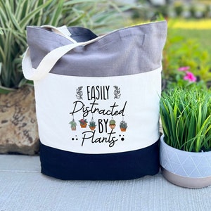 Easily Distracted By Plants Tote Bag, Plant Lover Gift, Plant Lover Bag, Gardening Gift, Plant Mom Gift, Gardener Gift, Gift for Plant Lover