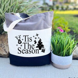 Tis The Season Christmas Tote Bag, Christmas Bag, Employee Christmas Gift, Canvas Tote Bag, Bag For Presents, Christmas Gift Bag image 1