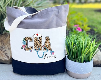 Personalized CNA Nurse Tote Bag, Nurse Assistant Canvas Tote, Personalized Gift For CNA, Appreciation Gift, CNA Tote Bag, Nurse Gift Bag