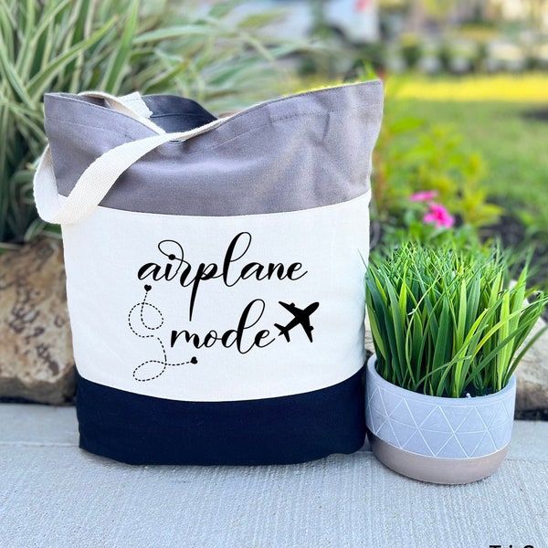 Airplane Mode Tote Bag , Airplane Bag, Travel Tote Bag, Adventurer Gift, Gift for Traveler, Airplane Mode, Vacation Tote Bag, Airplane Gifts