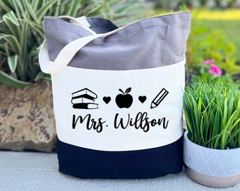 Personalized Teacher Tote Bag, Custom Teacher Tote Bag, Teacher Gift, Tote Bag for School Teacher, Appreciation Gift for Teacher