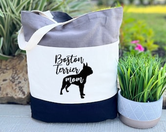 Regalo para dueño de Boston Terrier, bolsa de mano para mamá de Boston Terrier, regalo para dueño de mascota, bolsa de mano para mamá, bolsa de lona, bolsa reutilizable, bolsa para amantes de Boston Terrier