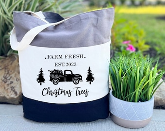 Christmas Trees Tote Bag, Christmas Tree, Farm Fresh Tote, Employee Christmas Gift, Canvas Tote Bag, Christmas Gift Bag, Gift For Christmas