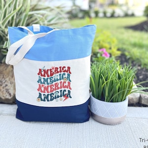 4th of July Women Tote Bag, American Flag Totes, Patriotic USA Gift, American Freedom Gift, Fourth of July Bag