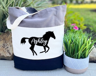 Personalized Horse Tote Bag, Horse Tote Bag, Personalized Gift, Christmas Tote Bag, Horse Lover Gift, Personalized Bag, Equestrian Gifts