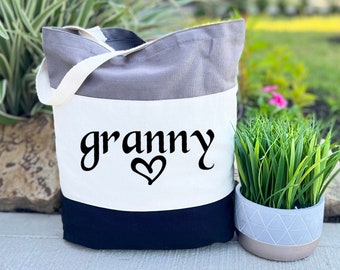 Granny Tote Bag, Mothers Day Gift For Grandma, Birthday Gift For Grandma, Canvas Shoulder Bag, Granny Gift, Christmas Gift, Casual Bag