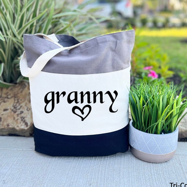 Granny Tote Bag, Mothers Day Gift For Grandma, Birthday Gift For Grandma, Canvas Shoulder Bag, Granny Gift, Christmas Gift, Casual Bag