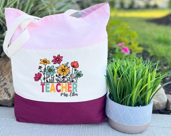 Personalized Teacher Tote Bag, Custom Teacher Tote Bag, Teacher Gift, Tote Bag for School Teacher, Appreciation Gift for Teacher