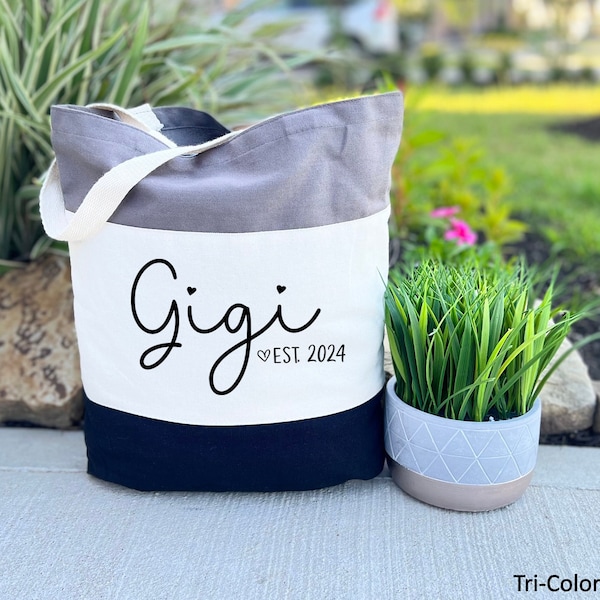 Gigi Est 2024 Tote Bag, Canvas Tote Bag, Mothers Day Gift, Gift For Gigi, Gift For Grandma, Personalized  Gifts, Christmas Gift For Gigi