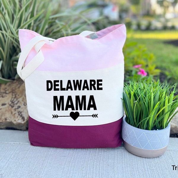 Delaware State, Delaware Mama Tote Bag, Delaware Gifts, Canvas Tote Bag, Cotton Tote Bag, Beach Bag, Gift For Mom, Christmas Gift For Mom