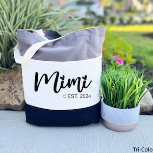 Custom Mimi Est 2024 Tote Bag, Canvas Tote Bag, Mothers Day Gift, Gift For Mimi, Gift For Grandma, Personalized Gifts, Mimi Gifts
