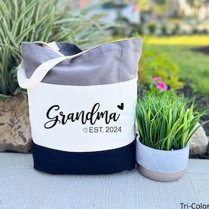 Personalized Grandma Est Tote Bag, Mothers Day Gift For Grandma, Canvas Tote Bag, Custom Grandma Est 2024 Bag, Gift for Grandma, Casual Bag