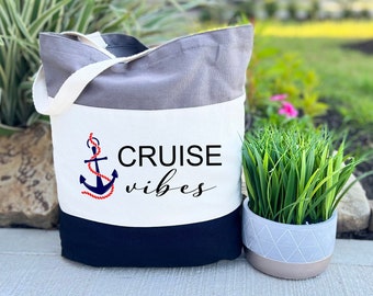 Cruise Vibes Tote Bag, Cruise Party Favor Bags, Cruise Vacation Gift Bags, Bachelorette Party Bag, Cruise Family Gift
