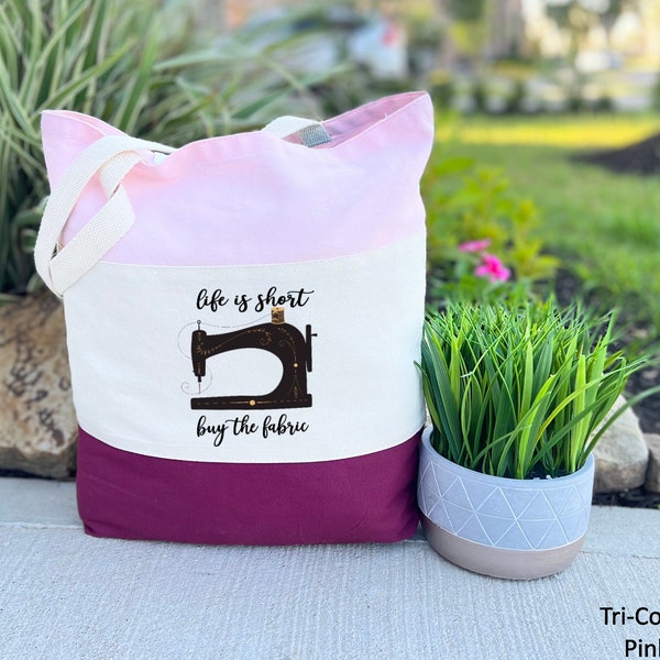 Regalos de costura, La vida es corta Comprar la tela, Regalos quilter, Bolsa de costura, Máquina de coser, Regalo para la abuela, Regalo para sastre, Bolsa de regalo