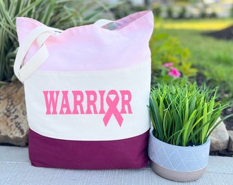 Cancer Warrior Tote Bag, Breast Cancer Warrior Canvas Tote Bag, Cancer Survivor Tote Bag, Cancer Bag, Warrior Gift, Cancer Warrior Tote Bag