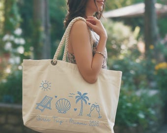 Custom Girls Trip Tote Bag, Weekend Canvas Gift, Vacation Tote
