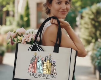 Book Tote Bag, Wildflowers Book Bag, Floral Book Tote Bag, Librarian Tote Bag, Book Lover Gift, Bookish Tote Bag, Teacher Tote Bag