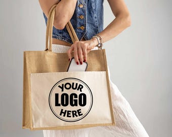 Custom Tote Bag, Custom Logo Jute Tote Bag, Custom Text Tote Bag, Your Logo Here Bag, Custom Photo Jute Tote Bag, Personalized Jute Tote Bag