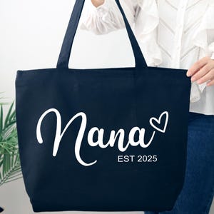 Personalized Nana Est Tote Bag, Nana Gift Bag, Gift For Nana, Pregnancy Announcement Grandparents