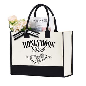 Honeymoon Tote Bag, Custom Honeymoon Gifts for Her, Honeymoon Travel Canvas Bag, Just Married Tote Bag