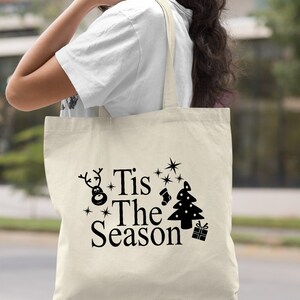 Tis The Season Christmas Tote Bag, Christmas Bag, Employee Christmas Gift, Canvas Tote Bag, Bag For Presents, Christmas Gift Bag image 6